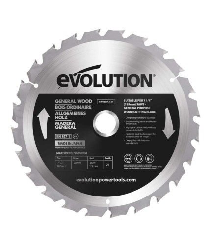 Tarcza tnąca TCT do cięcia drewna Evolution 185 mm / 24z